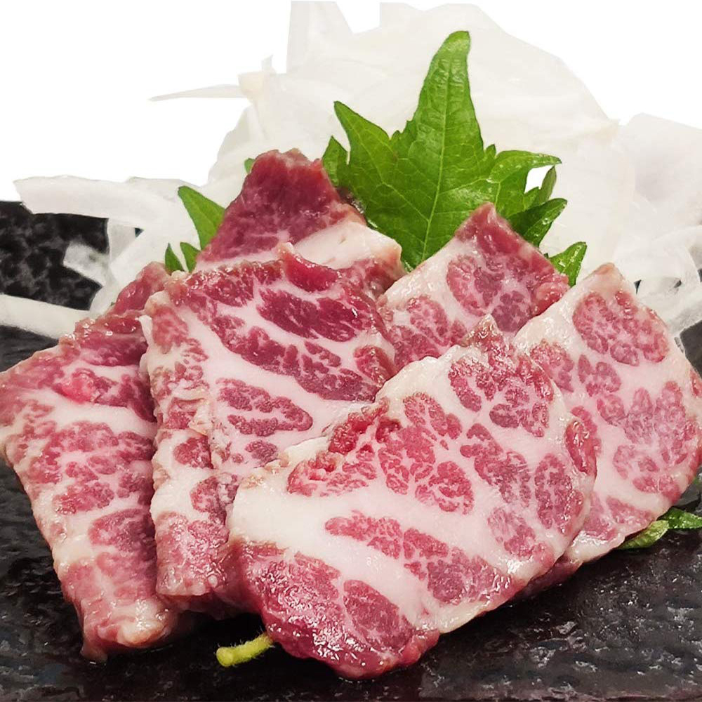 新鮮馬刺し 特上霜降り 詰め合わせパック 個食包装 馬刺し専用醤油・しょうが・にんにく付き