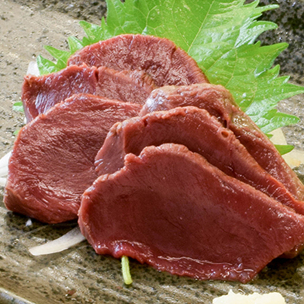 新鮮馬肉 加熱用 炙りハツ 個食包装（約50g）馬刺し専用醤油・しょうが・にんにく付き